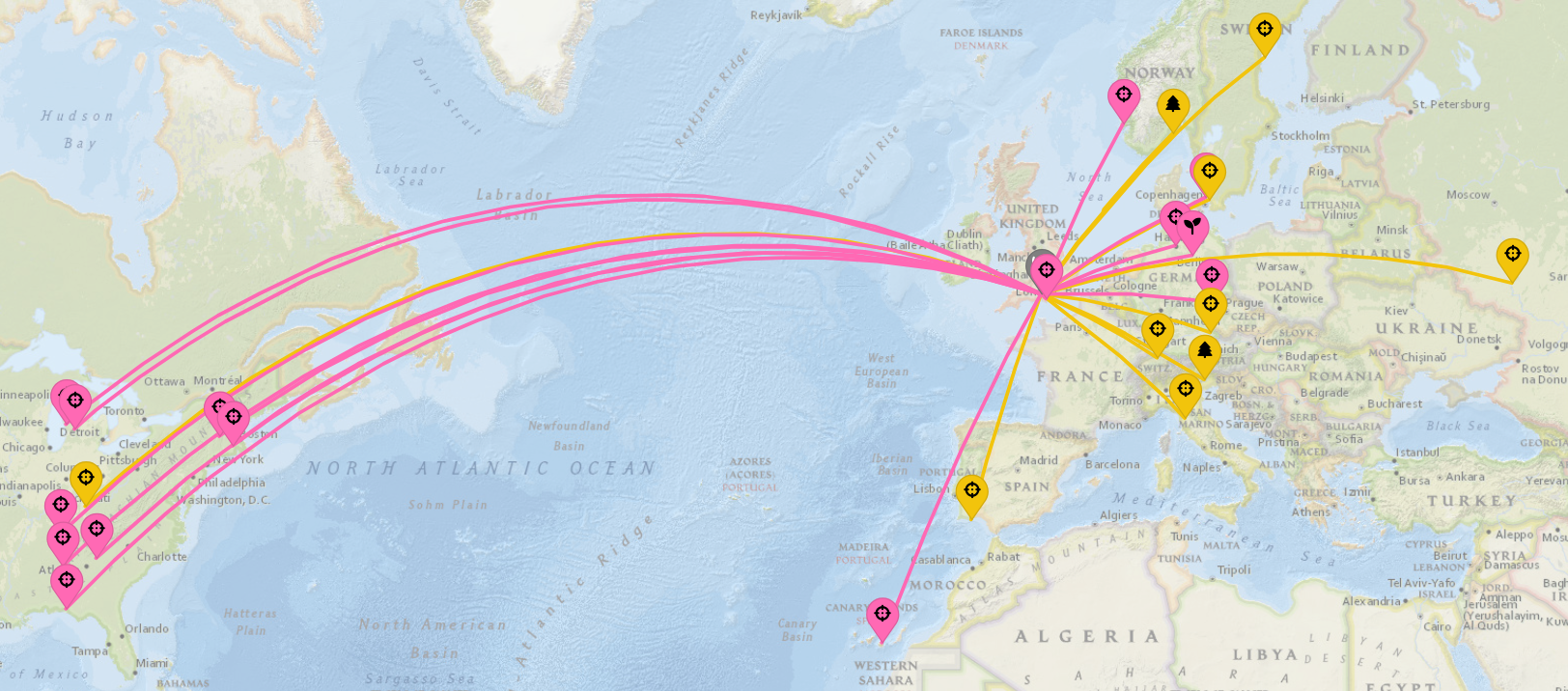 Map of contacts