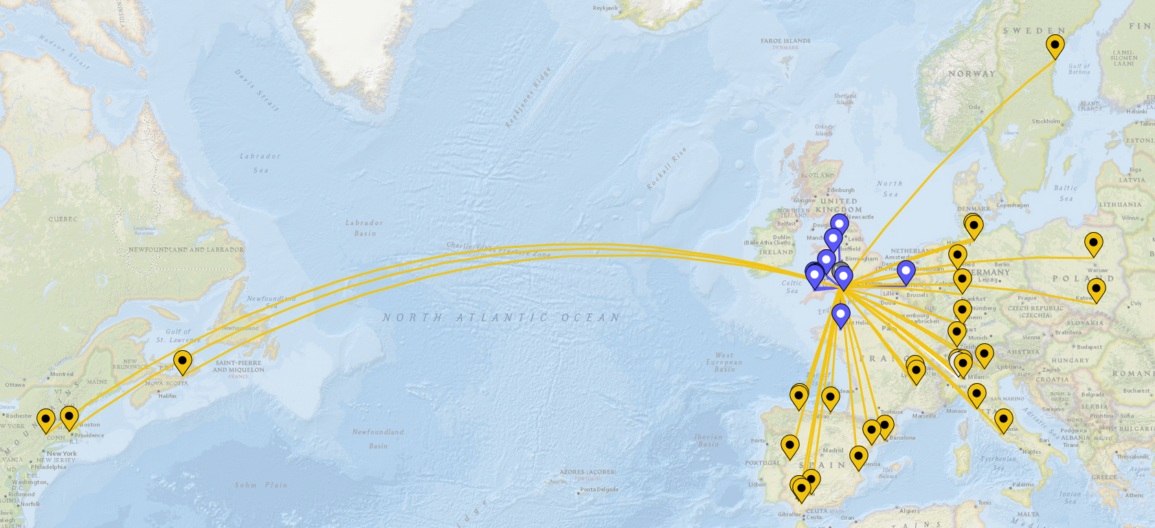 Map of contacts