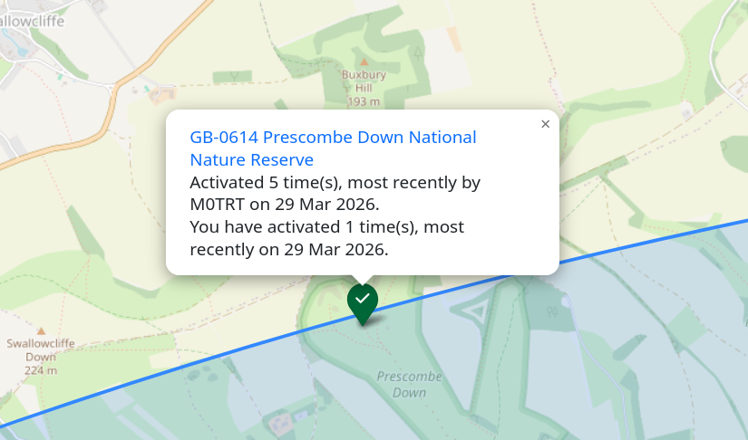 Prescombe Down relative to the 20 mile circle