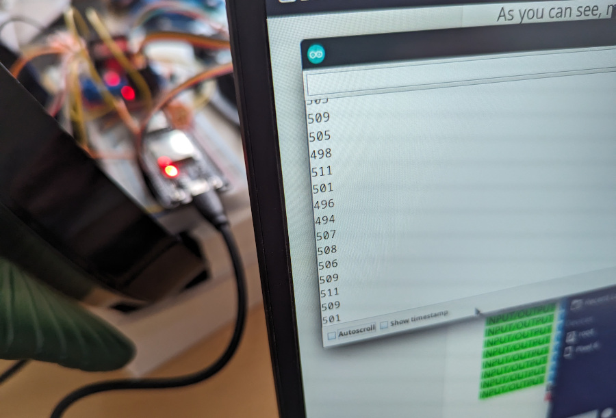 Using the serial console to check light level data