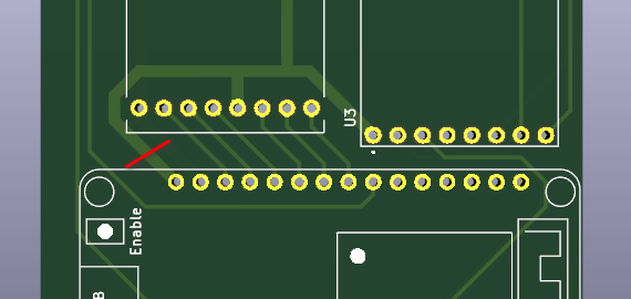 3D render of PCB showing which trace to cut