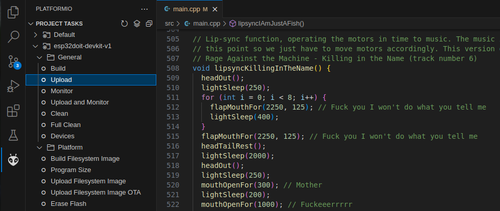 Uploading code using Platform.io