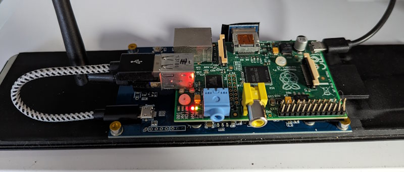 The back of the system with a much shorter cable between screen and Pi