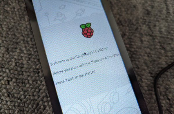 Part of the welcome screen shown on the display