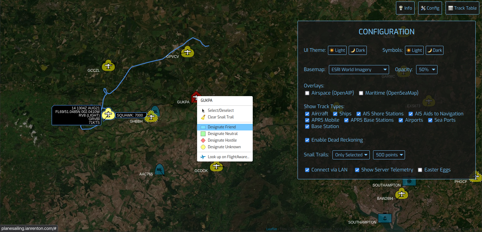 Plane/Sailing v2.3 Interface